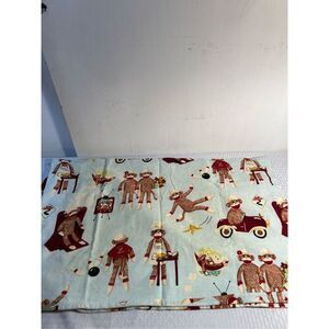 Nick Nora sock monkey flannel pillow‎ cases (beached) light blue replacements